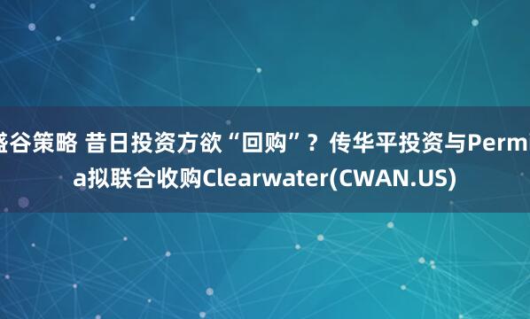 盛谷策略 昔日投资方欲“回购”？传华平投资与Permira拟联合收购Clearwater(CWAN.US)