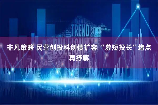 非凡策略 民营创投科创债扩容 “募短投长”堵点再纾解