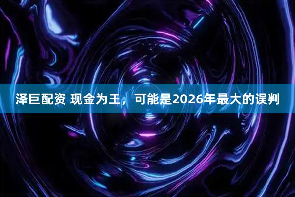 泽巨配资 现金为王，可能是2026年最大的误判